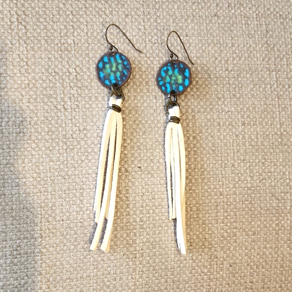 Elegant Blue and White Dangle Earrings